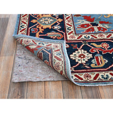 Load image into Gallery viewer, 9&#39;2&quot;x11&#39;8&quot; Maya Blue, Afghan Peshawar With Heriz All Over Design, Pure Wool, Densely Woven, Hand Knotted, Oriental Rug FWR1908
