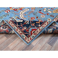 Load image into Gallery viewer, 9&#39;2&quot;x11&#39;8&quot; Maya Blue, Afghan Peshawar With Heriz All Over Design, Pure Wool, Densely Woven, Hand Knotted, Oriental Rug FWR1908