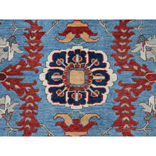 Load image into Gallery viewer, 9&#39;2&quot;x11&#39;8&quot; Maya Blue, Afghan Peshawar With Heriz All Over Design, Pure Wool, Densely Woven, Hand Knotted, Oriental Rug FWR1908