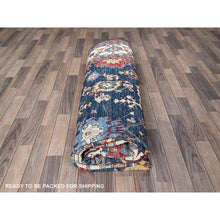 Load image into Gallery viewer, 8&#39;10&quot;x11&#39;9&quot; Navy Blue, Afghan Peshawar With Heriz All Over Design, Soft 100% Wool, Hand Knotted, Densely Woven, Oriental Rug FWR1920