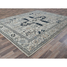 Load image into Gallery viewer, 8&#39;x9&#39;9&quot; Cloud Gray, Peshawar With Serapi Heriz Medallion Design, Hand Knotted, 100% Wool, Densely Woven, Oriental Rug FWR1926