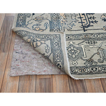 Load image into Gallery viewer, 8&#39;x9&#39;9&quot; Cloud Gray, Peshawar With Serapi Heriz Medallion Design, Hand Knotted, 100% Wool, Densely Woven, Oriental Rug FWR1926