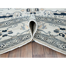 Load image into Gallery viewer, 8&#39;x9&#39;9&quot; Cloud Gray, Peshawar With Serapi Heriz Medallion Design, Hand Knotted, 100% Wool, Densely Woven, Oriental Rug FWR1926