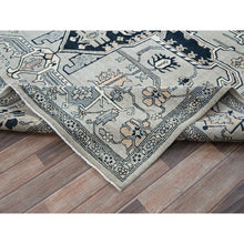 Load image into Gallery viewer, 8&#39;x9&#39;9&quot; Cloud Gray, Peshawar With Serapi Heriz Medallion Design, Hand Knotted, 100% Wool, Densely Woven, Oriental Rug FWR1926