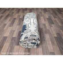 Load image into Gallery viewer, 8&#39;x9&#39;9&quot; Cloud Gray, Peshawar With Serapi Heriz Medallion Design, Hand Knotted, 100% Wool, Densely Woven, Oriental Rug FWR1926