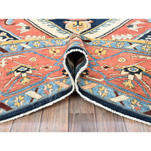 Load image into Gallery viewer, 9&#39;x11&#39;8&quot; Midnight Blue With Yellow, Afghan Peshawar With Serapi Heriz Design, Dense Weave, Vegetable Dyes, Pure Wool, Hand Knotted, Oriental Rug FWR1932