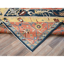 Load image into Gallery viewer, 9&#39;x11&#39;8&quot; Midnight Blue With Yellow, Afghan Peshawar With Serapi Heriz Design, Dense Weave, Vegetable Dyes, Pure Wool, Hand Knotted, Oriental Rug FWR1932