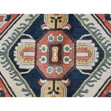 Load image into Gallery viewer, 9&#39;x11&#39;8&quot; Midnight Blue With Yellow, Afghan Peshawar With Serapi Heriz Design, Dense Weave, Vegetable Dyes, Pure Wool, Hand Knotted, Oriental Rug FWR1932