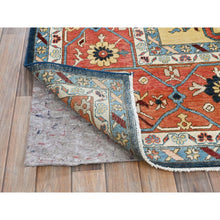 Load image into Gallery viewer, 10&#39;x13&#39;10&quot; Midnight Blue With Yellow, Afghan Peshawar With Serapi Heriz Design, Densely Woven, Vegetable Dyes, Hand Knotted, Pure Wool, Oriental Rug FWR1938