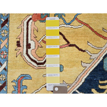 Load image into Gallery viewer, 10&#39;x13&#39;10&quot; Midnight Blue With Yellow, Afghan Peshawar With Serapi Heriz Design, Densely Woven, Vegetable Dyes, Hand Knotted, Pure Wool, Oriental Rug FWR1938