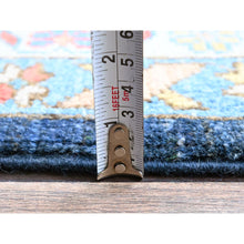 Load image into Gallery viewer, 10&#39;x13&#39;10&quot; Midnight Blue With Yellow, Afghan Peshawar With Serapi Heriz Design, Densely Woven, Vegetable Dyes, Hand Knotted, Pure Wool, Oriental Rug FWR1938