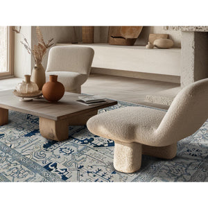 6'x9' Cloud Gray, Peshawar With Serapi Heriz Medallion Design, 100% Wool, Hand Knotted, Densely Woven, Oriental Rug FWR1944