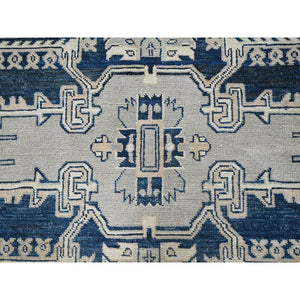 6'x9' Cloud Gray, Peshawar With Serapi Heriz Medallion Design, 100% Wool, Hand Knotted, Densely Woven, Oriental Rug FWR1944