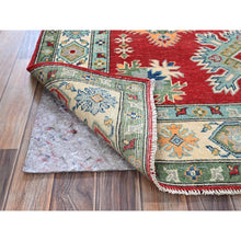 Load image into Gallery viewer, 4&#39;10&quot;x6&#39;10&quot; Crimson Red, Kazak with All Over Tribal Motifs, Hand Knotted, Natural Dyes, Denser Weave, Soft Wool, Oriental Rug FWR1950