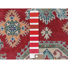 Load image into Gallery viewer, 4&#39;10&quot;x6&#39;10&quot; Crimson Red, Kazak With All Over Tribal Motifs, Hand Knotted, Natural Dyes, Denser Weave, Soft Wool, Oriental Rug FWR1950