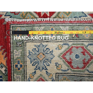 4'10"x6'10" Shades of Blue with Gold, Modern Mosaic Design, Persian Knot, Denser Weave, Hand Knotted, Wool and Silk, Oriental Rug FWR61764