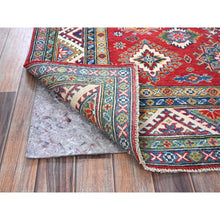 Load image into Gallery viewer, 4&#39;10&quot;x6&#39;6&quot; Prismatic Red, Kazak with Geometric Pattern, Natural Dyes, Hand Knotted, Denser Weave, Soft Wool, Oriental Rug FWR1956