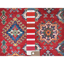 Load image into Gallery viewer, 4&#39;10&quot;x6&#39;6&quot; Prismatic Red, Kazak with Geometric Pattern, Natural Dyes, Hand Knotted, Denser Weave, Soft Wool, Oriental Rug FWR1956