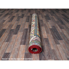 Load image into Gallery viewer, 4&#39;10&quot;x6&#39;6&quot; Prismatic Red, Kazak with Geometric Pattern, Natural Dyes, Hand Knotted, Denser Weave, Soft Wool, Oriental Rug FWR1956