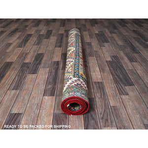 4'10"x6'6" Prismatic Red, Kazak with Geometric Pattern, Natural Dyes, Hand Knotted, Denser Weave, Soft Wool, Oriental Rug FWR1956