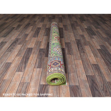 Load image into Gallery viewer, 5&#39;4&quot;x6&#39;8&quot; Kelly Green, Kazak with Geometric Medallions Design, Hand Knotted, Natural Dyes, Denser Weave, 100% Wool, Oriental Rug FWR1962