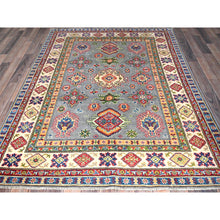 Load image into Gallery viewer, 5&#39;1&quot;x6&#39;9&quot; Medium Gray, Kazak with All Over Tribal Motifs, Hand Knotted, Natural Dyes, Denser Weave, Soft Wool, Oriental Rug FWR1968