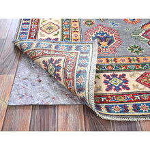 Load image into Gallery viewer, 5&#39;1&quot;x6&#39;9&quot; Medium Gray, Kazak with All Over Tribal Motifs, Hand Knotted, Natural Dyes, Denser Weave, Soft Wool, Oriental Rug FWR1968