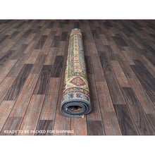 Load image into Gallery viewer, 5&#39;1&quot;x6&#39;9&quot; Medium Gray, Kazak with All Over Tribal Motifs, Hand Knotted, Natural Dyes, Denser Weave, Soft Wool, Oriental Rug FWR1968