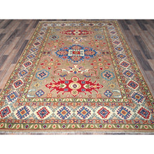 Load image into Gallery viewer, 5&#39;x6&#39;9&quot; Tawny Brown, Kazak With Tribal Medallion Design, Natural Dyes, Denser Weave, Hand Knotted, 100% Wool, Oriental Rug FWR1974