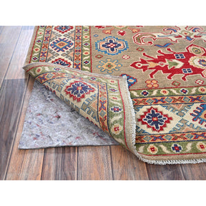 5'x6'9" Tawny Brown, Kazak With Tribal Medallion Design, Natural Dyes, Denser Weave, Hand Knotted, 100% Wool, Oriental Rug FWR1974