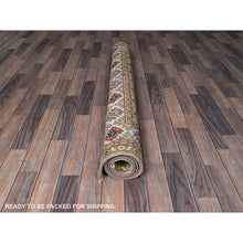 Load image into Gallery viewer, 5&#39;x6&#39;9&quot; Tawny Brown, Kazak With Tribal Medallion Design, Natural Dyes, Denser Weave, Hand Knotted, 100% Wool, Oriental Rug FWR1974
