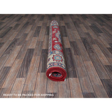 Load image into Gallery viewer, 4&#39;10&quot;x7&#39; Scarlet Red, Kazak with Geometric Medallions Design, Vegetable Dyes, Hand Knotted, Denser Weave, Pure Wool, Oriental Rug FWR1980