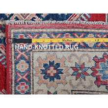 Load image into Gallery viewer, 4&#39;10&quot;x7&#39; Scarlet Red, Kazak With Geometric Medallions Design, Vegetable Dyes, Hand Knotted, Denser Weave, Pure Wool, Oriental Rug FWR1980