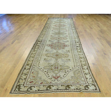 Load image into Gallery viewer, 3&#39;8&quot;x15&#39; Green Handmade Antique Caucasian Karabakh Pure Wool Wide Runner Rug FWR199068
