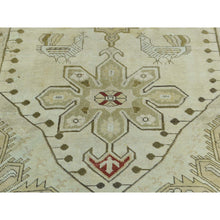 Load image into Gallery viewer, 3&#39;8&quot;x15&#39; Green Handmade Antique Caucasian Karabakh Pure Wool Wide Runner Rug FWR199068