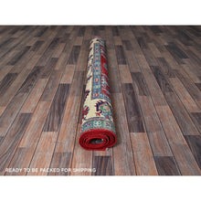 Load image into Gallery viewer, 5&#39;1&quot;x6&#39;9&quot; Berry Red, Hand Knotted, Kazak with All Over Tribal Motifs, Natural Dyes, Denser Weave, Soft Wool, Oriental Rug FWR1986