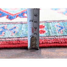 Load image into Gallery viewer, 5&#39;1&quot;x6&#39;9&quot; Berry Red, Hand Knotted, Kazak with All Over Tribal Motifs, Natural Dyes, Denser Weave, Soft Wool, Oriental Rug FWR1986