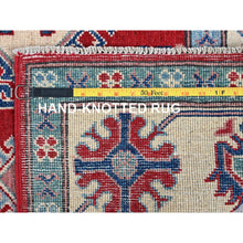 Load image into Gallery viewer, 5&#39;1&quot;x6&#39;9&quot; Cinereous Gray, Afghan Super Kazak With All Over Large Elements, Soft and Shiny Wool, Hand Knotted Vegetable Dyes Runner Oriental Rug FWR535530