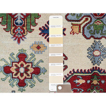 Load image into Gallery viewer, 5&#39;x6&#39;6&quot; Chiffon White, Kazak With Geometric Medallions Design, Vegetable Dyes, Hand Knotted, Denser Weave, 100% Wool, Oriental Rug FWR1992