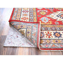 Load image into Gallery viewer, 4&#39;10&quot;x7&#39; Imperial Red, Kazak With Geometric Medallions Design, Vegetable Dyes, Hand Knotted, Denser Weave, Pure Wool, Oriental Rug FWR1998