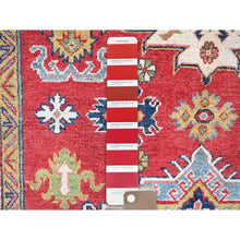 Load image into Gallery viewer, 4&#39;10&quot;x7&#39; Imperial Red, Kazak With Geometric Medallions Design, Vegetable Dyes, Hand Knotted, Denser Weave, Pure Wool, Oriental Rug FWR1998