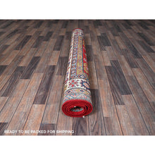 Load image into Gallery viewer, 4&#39;10&quot;x7&#39; Imperial Red, Kazak With Geometric Medallions Design, Vegetable Dyes, Hand Knotted, Denser Weave, Pure Wool, Oriental Rug FWR1998