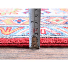 Load image into Gallery viewer, 4&#39;10&quot;x7&#39; Imperial Red, Kazak With Geometric Medallions Design, Vegetable Dyes, Hand Knotted, Denser Weave, Pure Wool, Oriental Rug FWR1998