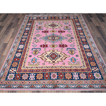 Load image into Gallery viewer, 5&#39;x6&#39;7&quot; Aurora Pink, Kazak with Geometric Medallions Design, Hand Knotted, Vegetable Dyes, Denser Weave, Pure Wool, Oriental Rug FWR2004