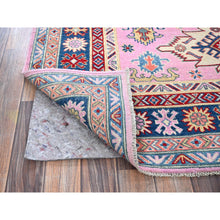 Load image into Gallery viewer, 5&#39;x6&#39;7&quot; Aurora Pink, Kazak with Geometric Medallions Design, Hand Knotted, Vegetable Dyes, Denser Weave, Pure Wool, Oriental Rug FWR2004