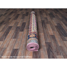 Load image into Gallery viewer, 5&#39;x6&#39;7&quot; Aurora Pink, Kazak with Geometric Medallions Design, Hand Knotted, Vegetable Dyes, Denser Weave, Pure Wool, Oriental Rug FWR2004