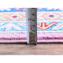 Load image into Gallery viewer, 5&#39;x6&#39;7&quot; Aurora Pink, Kazak With Geometric Medallions Design, Hand Knotted, Vegetable Dyes, Denser Weave, Pure Wool, Oriental Rug FWR2004