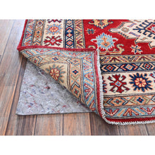 Load image into Gallery viewer, 4&#39;9&quot;x7&#39;1&quot; Berry Red, Kazak With Tribal Medallions Design, Soft Wool, Vegetable Dyes, Hand Knotted, Denser Weave, Oriental Rug FWR2010