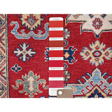 Load image into Gallery viewer, 4&#39;9&quot;x7&#39;1&quot; Berry Red, Kazak with Tribal Medallions Design, Soft Wool, Vegetable Dyes, Hand Knotted, Denser Weave, Oriental Rug FWR2010