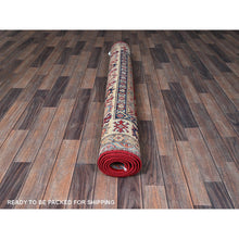 Load image into Gallery viewer, 4&#39;9&quot;x7&#39;1&quot; Berry Red, Kazak With Tribal Medallions Design, Soft Wool, Vegetable Dyes, Hand Knotted, Denser Weave, Oriental Rug FWR2010
